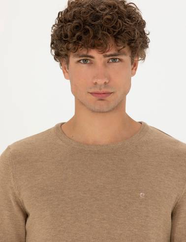 Camel Melanj Slim Fit Bisiklet Yaka Basic Triko Kazak