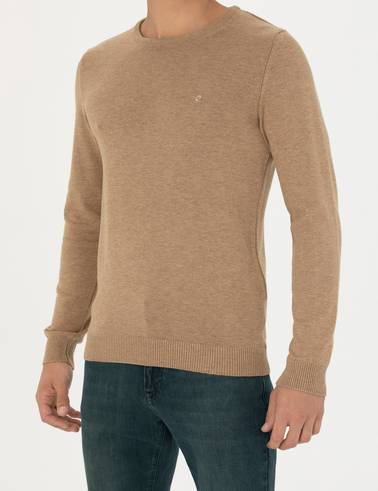 Camel Melanj Slim Fit Bisiklet Yaka Basic Triko Kazak