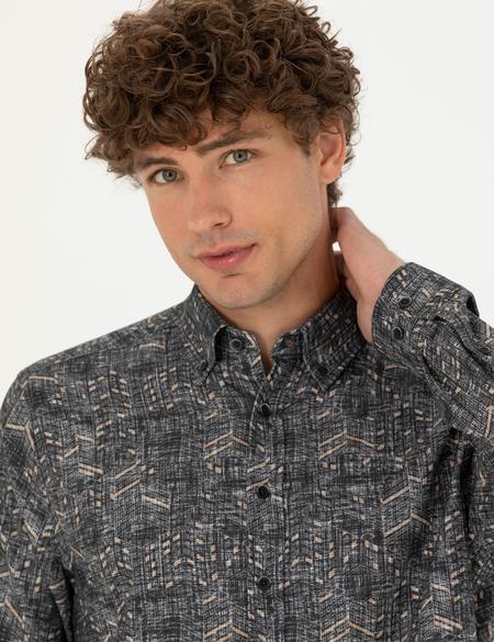 Siyah Regular Fit Uzun Kollu Gömlek - 50274048007