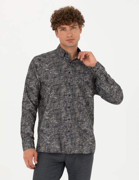 Siyah Regular Fit Uzun Kollu Gömlek - 50274048007