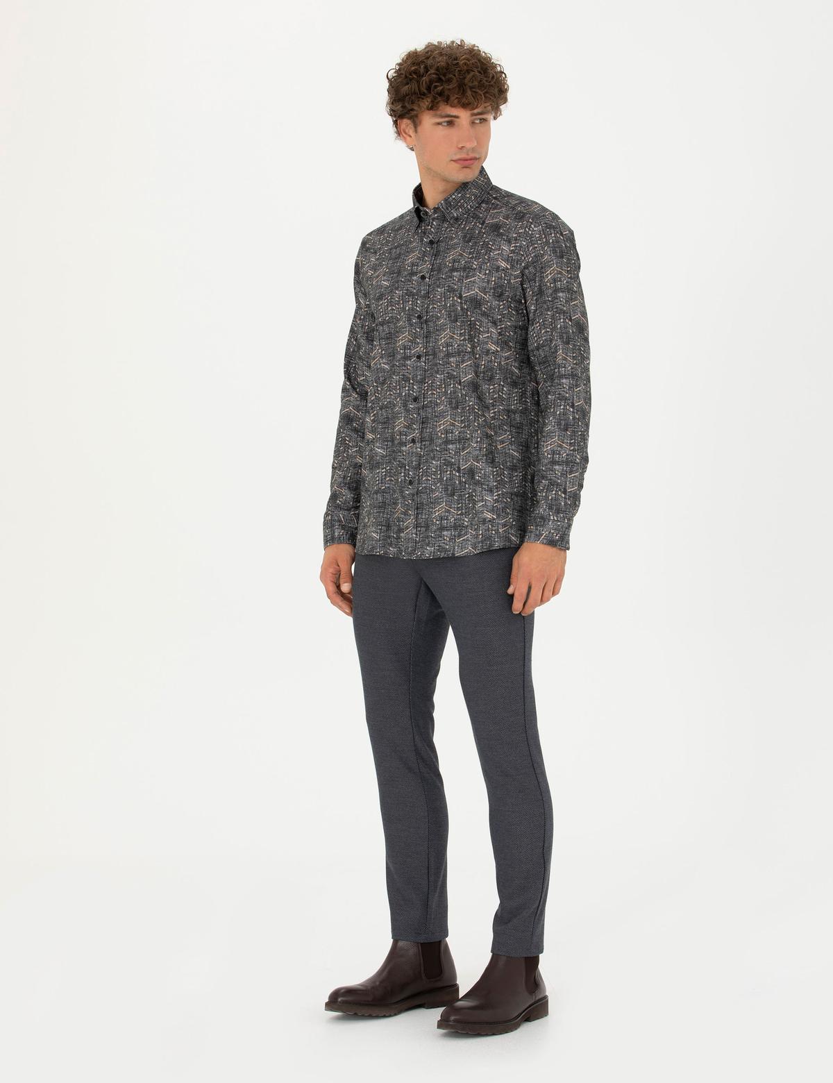 Siyah Regular Fit Uzun Kollu Gömlek - 50274048007