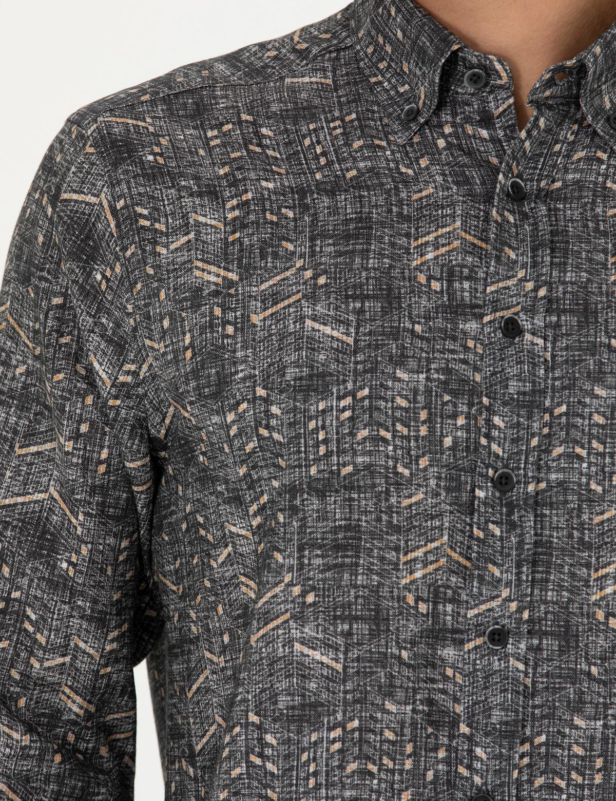 Siyah Regular Fit Uzun Kollu Gömlek - 50274048007