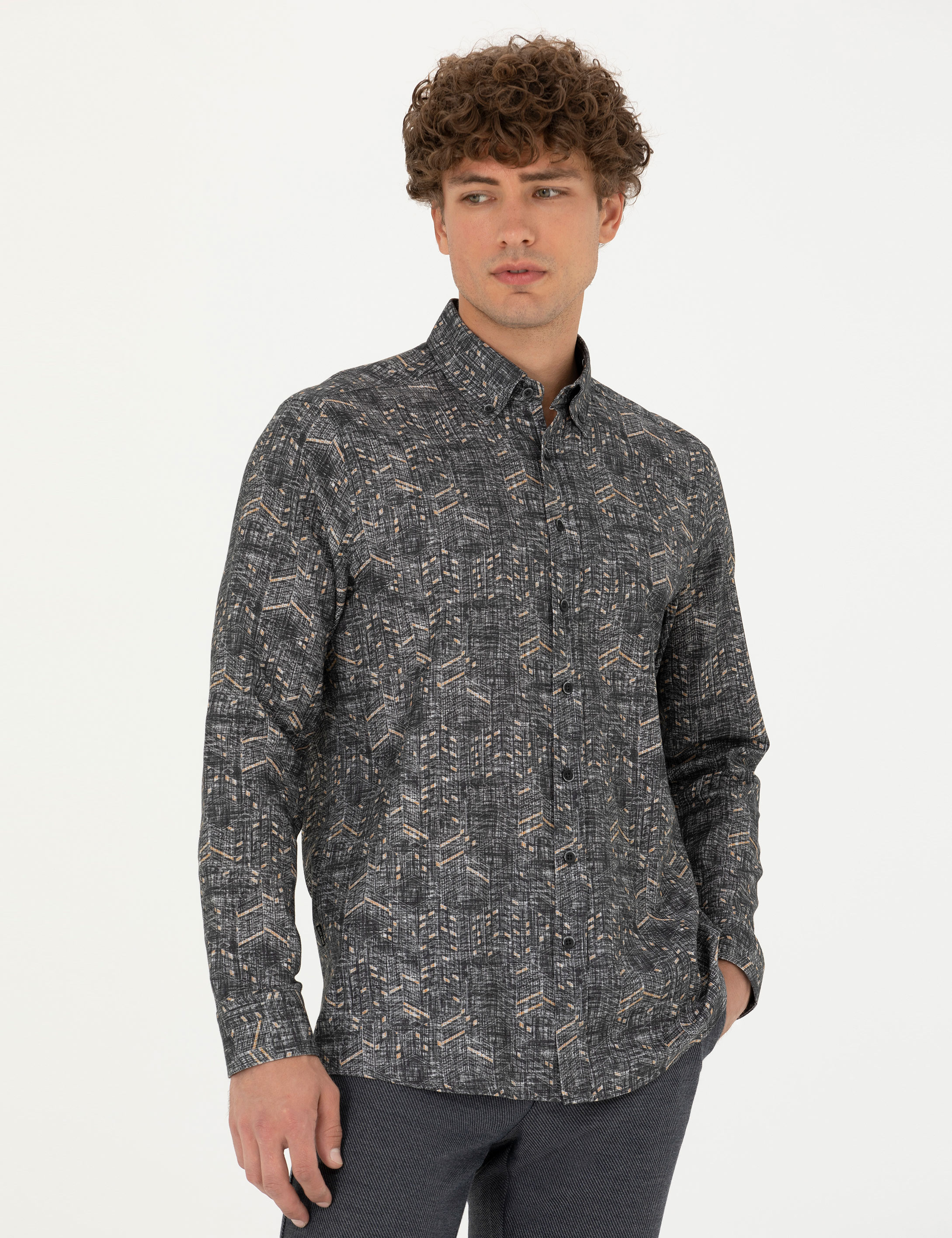 Pierre Cardin Siyah Regular Fit Uzun Kollu Gömlek görsel 3