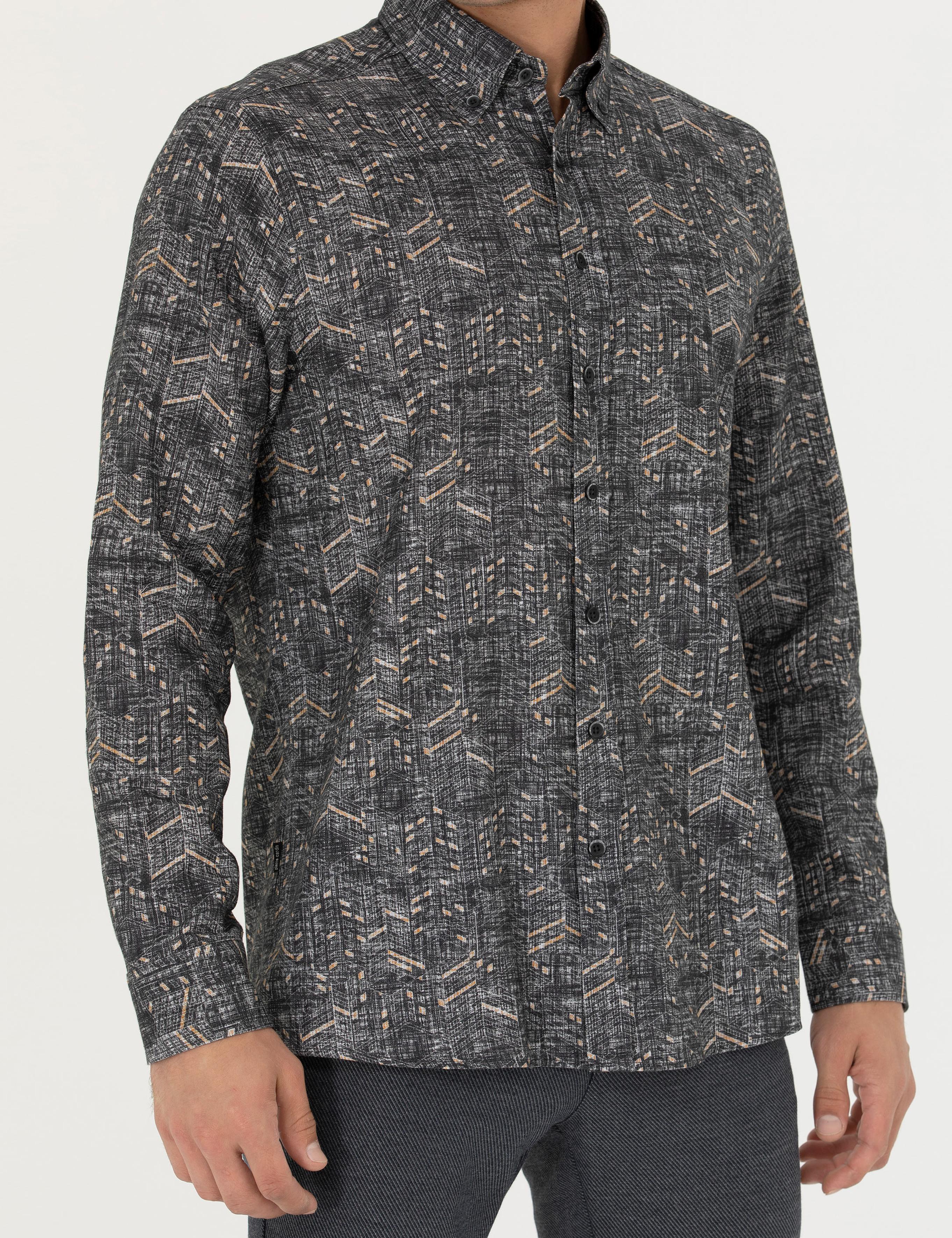 Siyah Regular Fit Uzun Kollu Gömlek