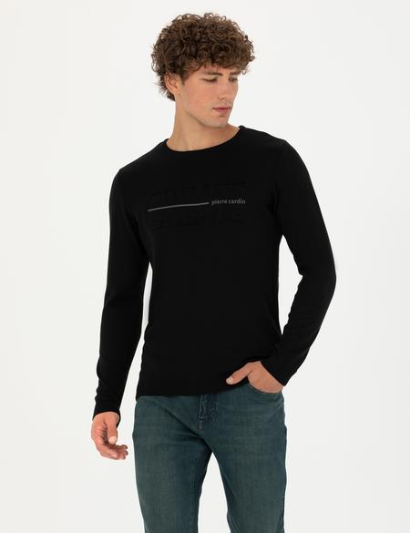 Siyah Slim Fit Bisiklet Yaka Triko Kazak - 50278025001