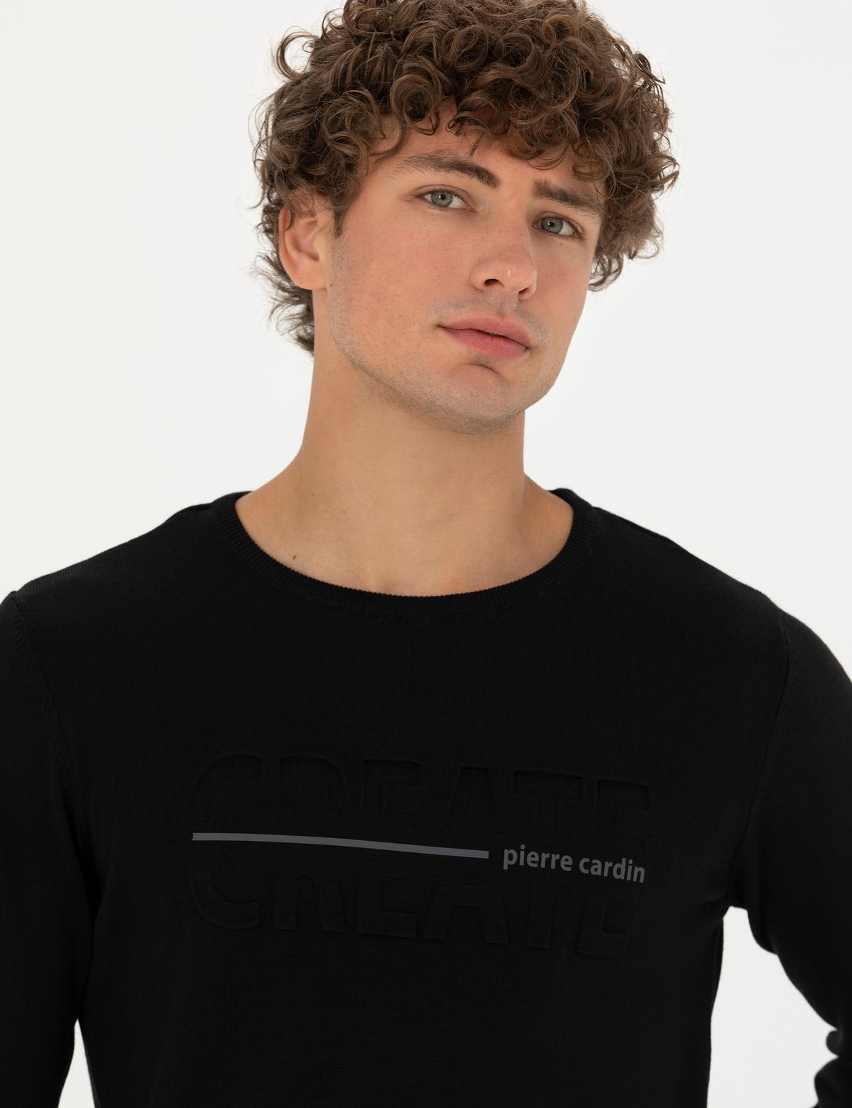 Siyah Slim Fit Bisiklet Yaka Triko Kazak - 50278025001