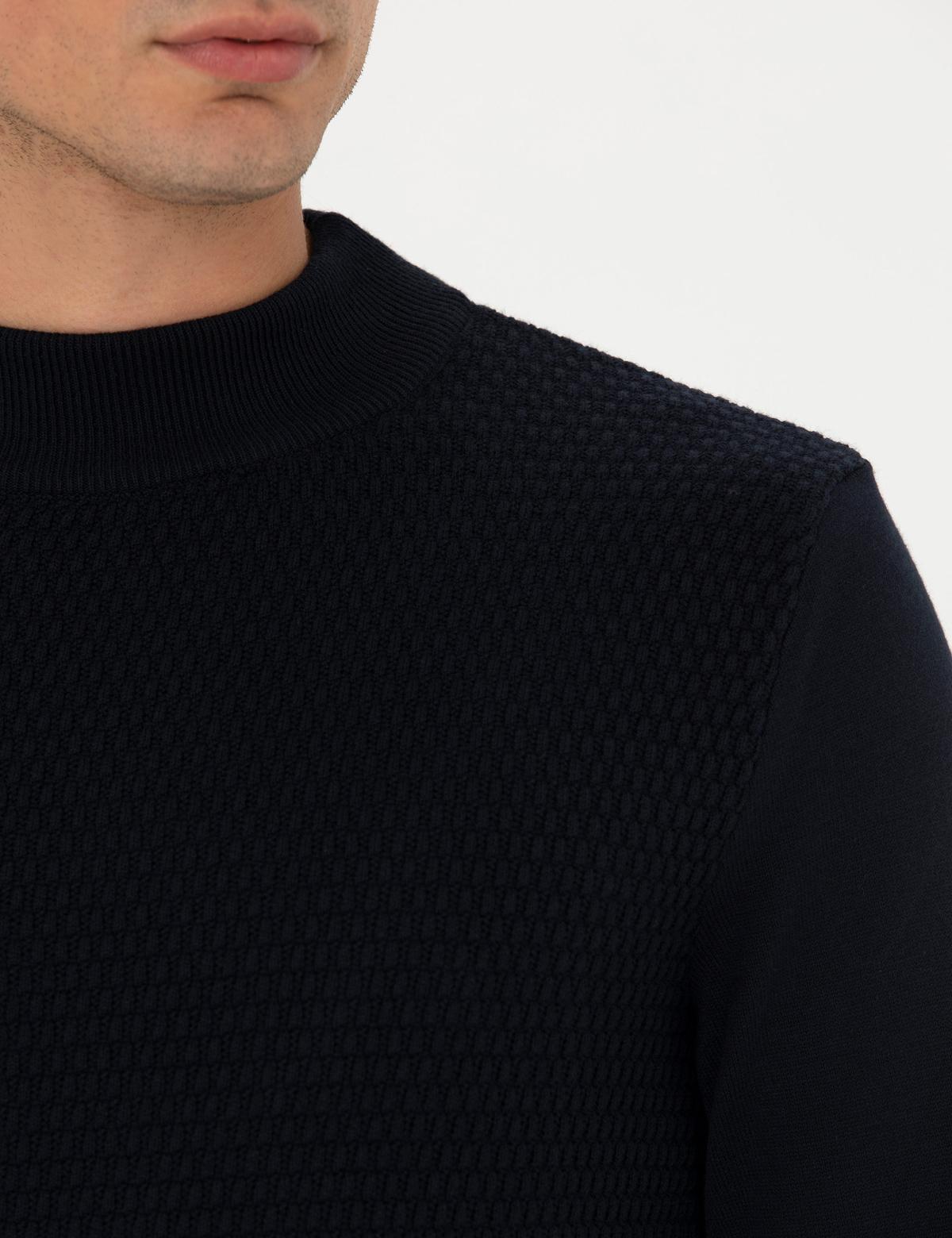 Lacivert Slim Fit Yarım Balıkçı Yaka Triko Kazak - 50278111021