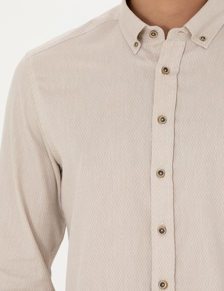 Bej Slim Fit Uzun Kollu Gömlek - 50282786001
