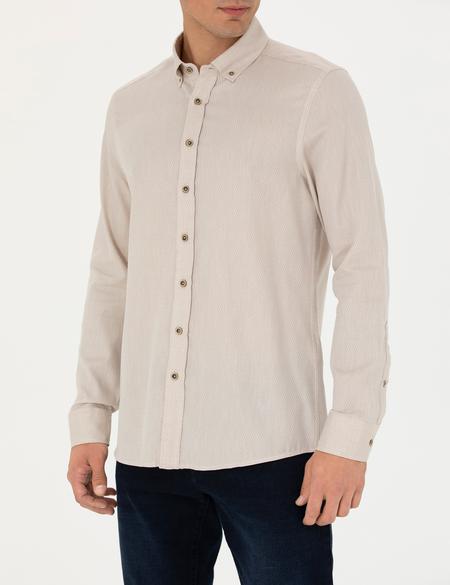 Bej Slim Fit Uzun Kollu Gömlek - 50282786001