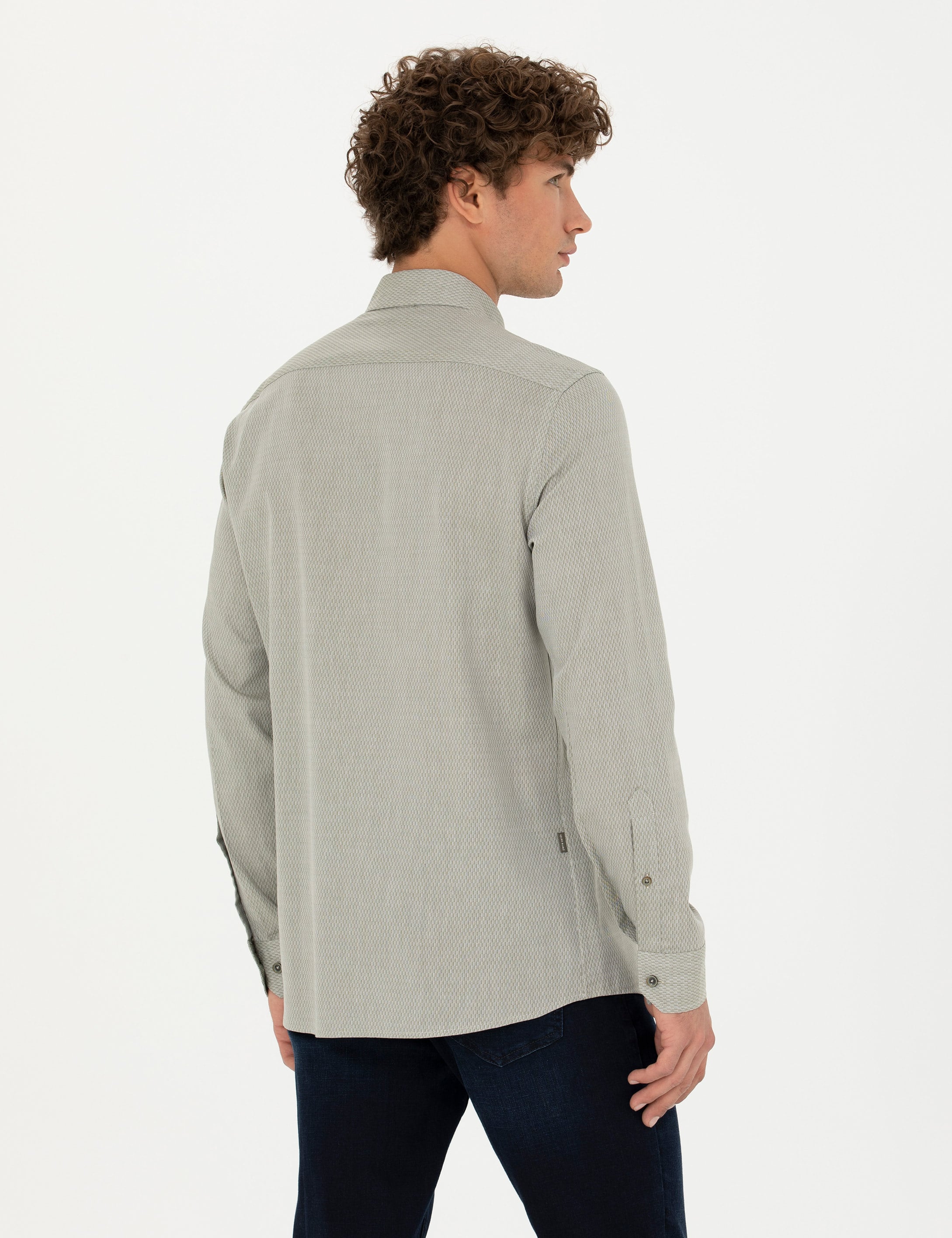 Haki Slim Fit Uzun Kollu Gömlek