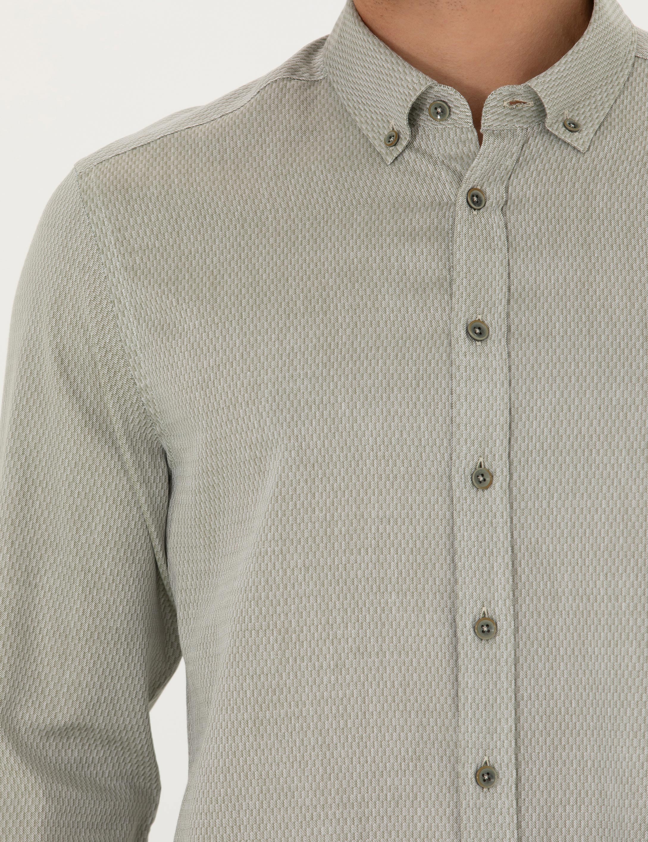 Haki Slim Fit Uzun Kollu Gömlek