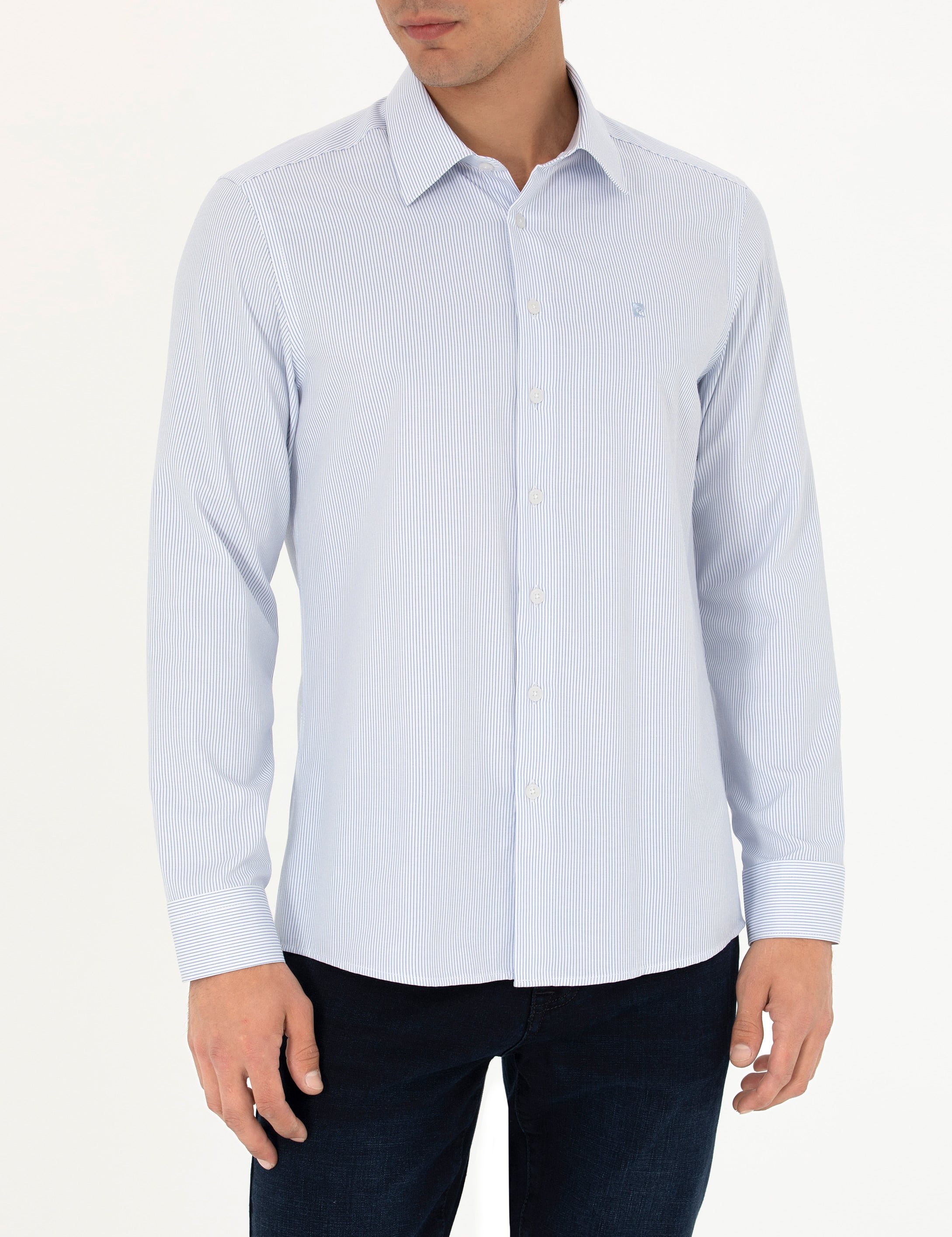 Mavi Slim Fit Uzun Kollu Gömlek - Image 6
