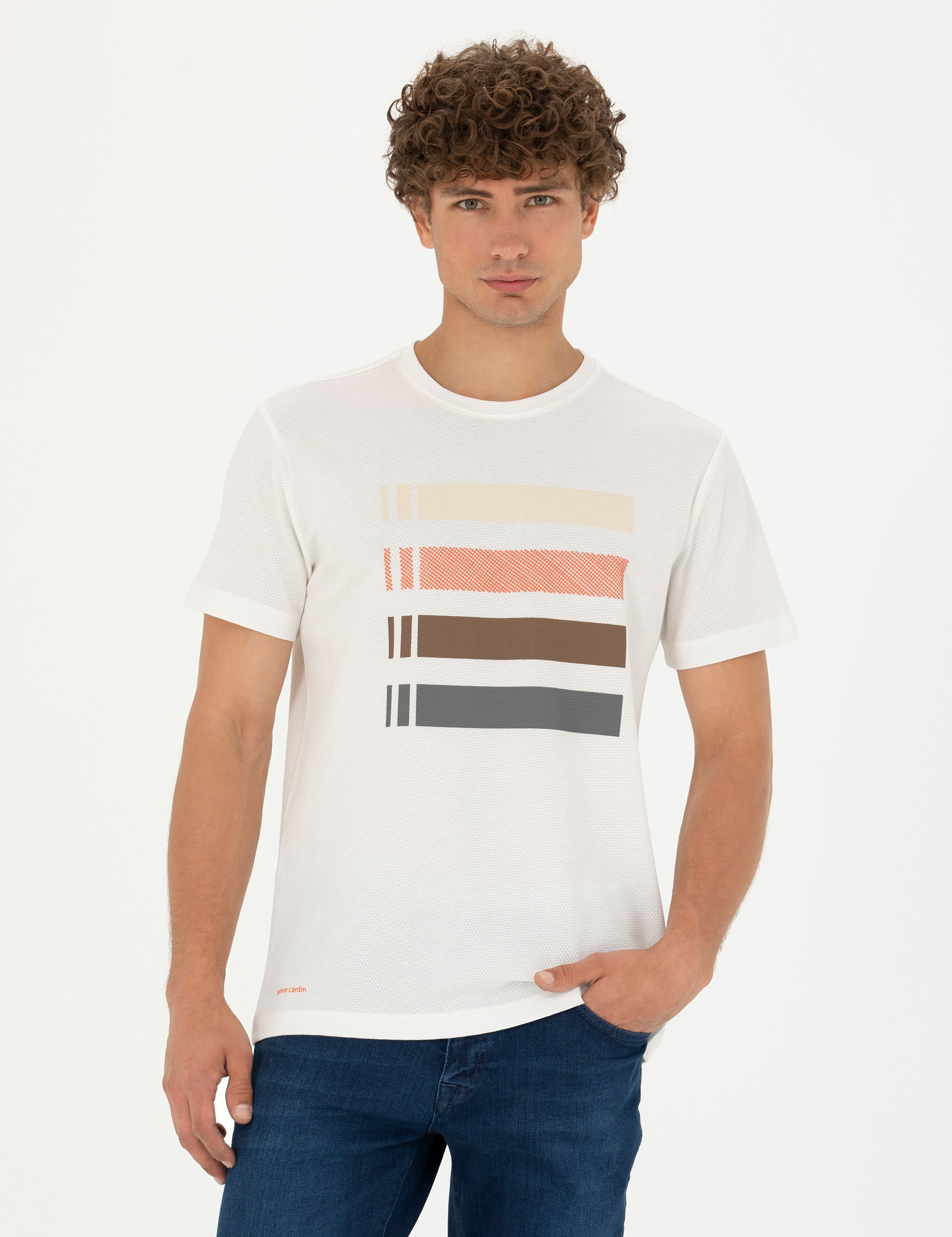 Ekru Slim Fit Tişört - Image 3