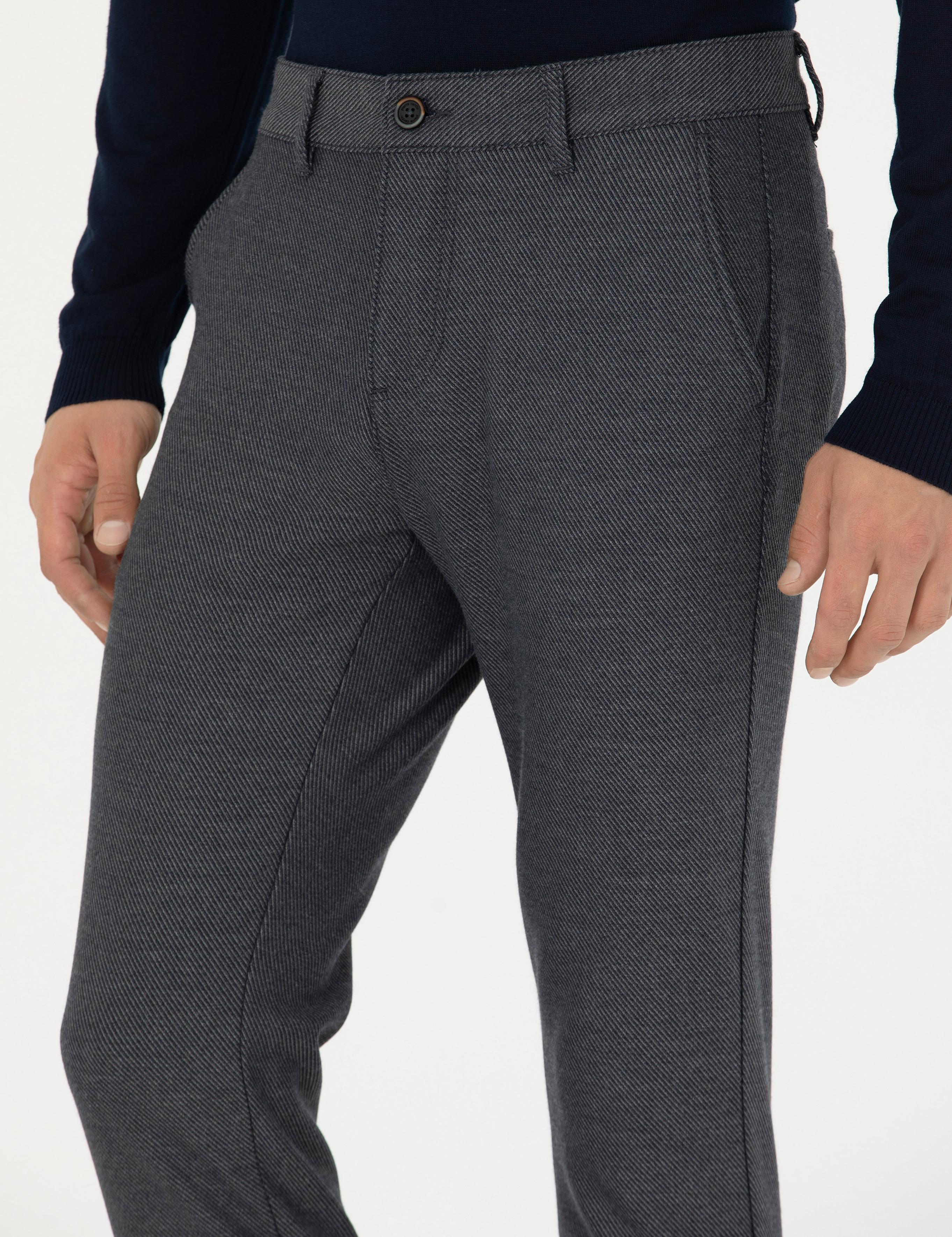 Lacivert Slim Fit Kanvas Pantolon