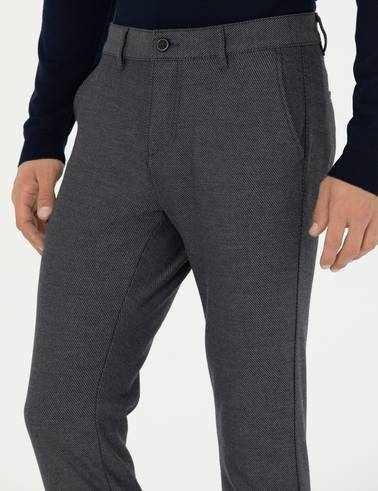 Lacivert Slim Fit Kanvas Pantolon