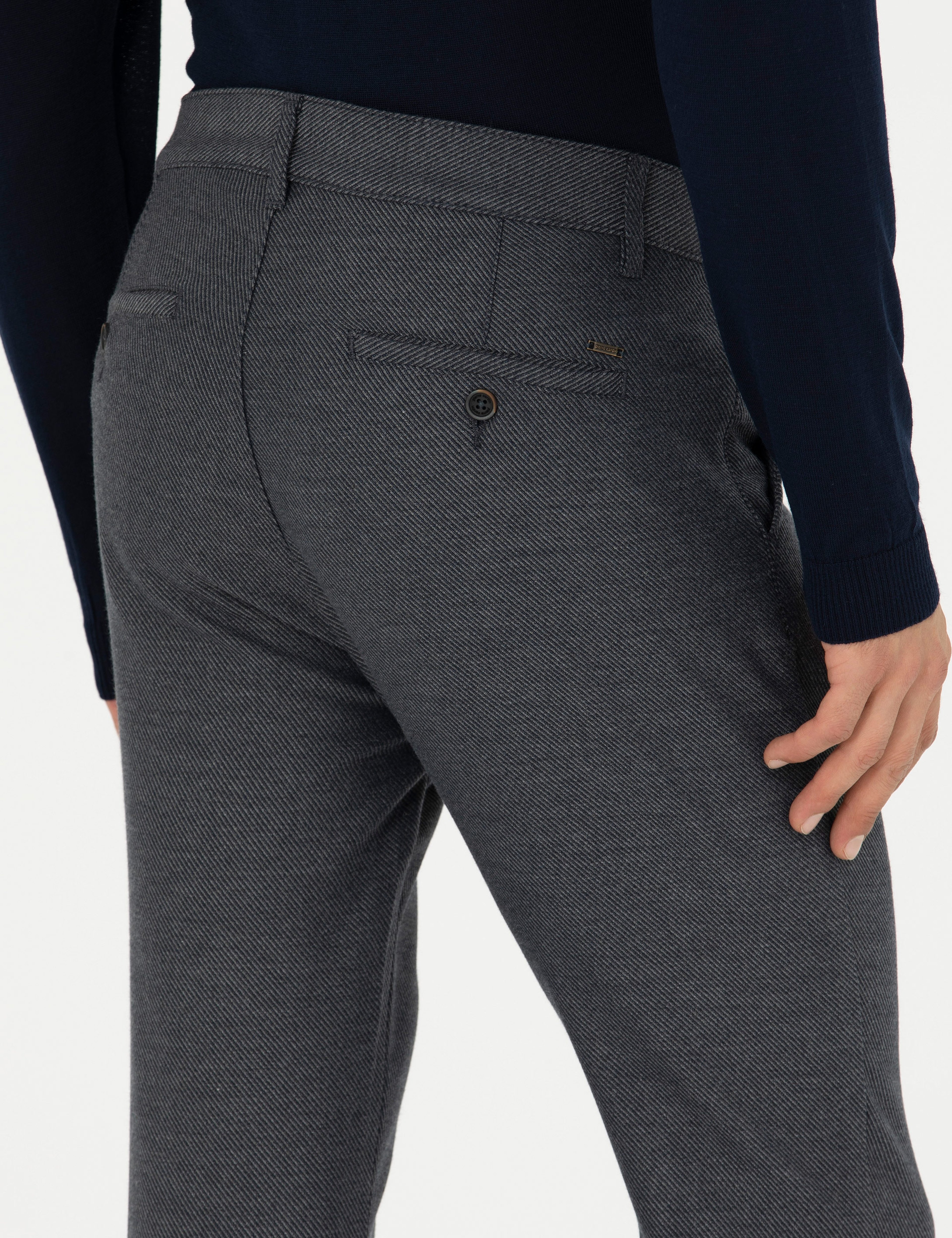 Lacivert Slim Fit Kanvas Pantolon - Image 7