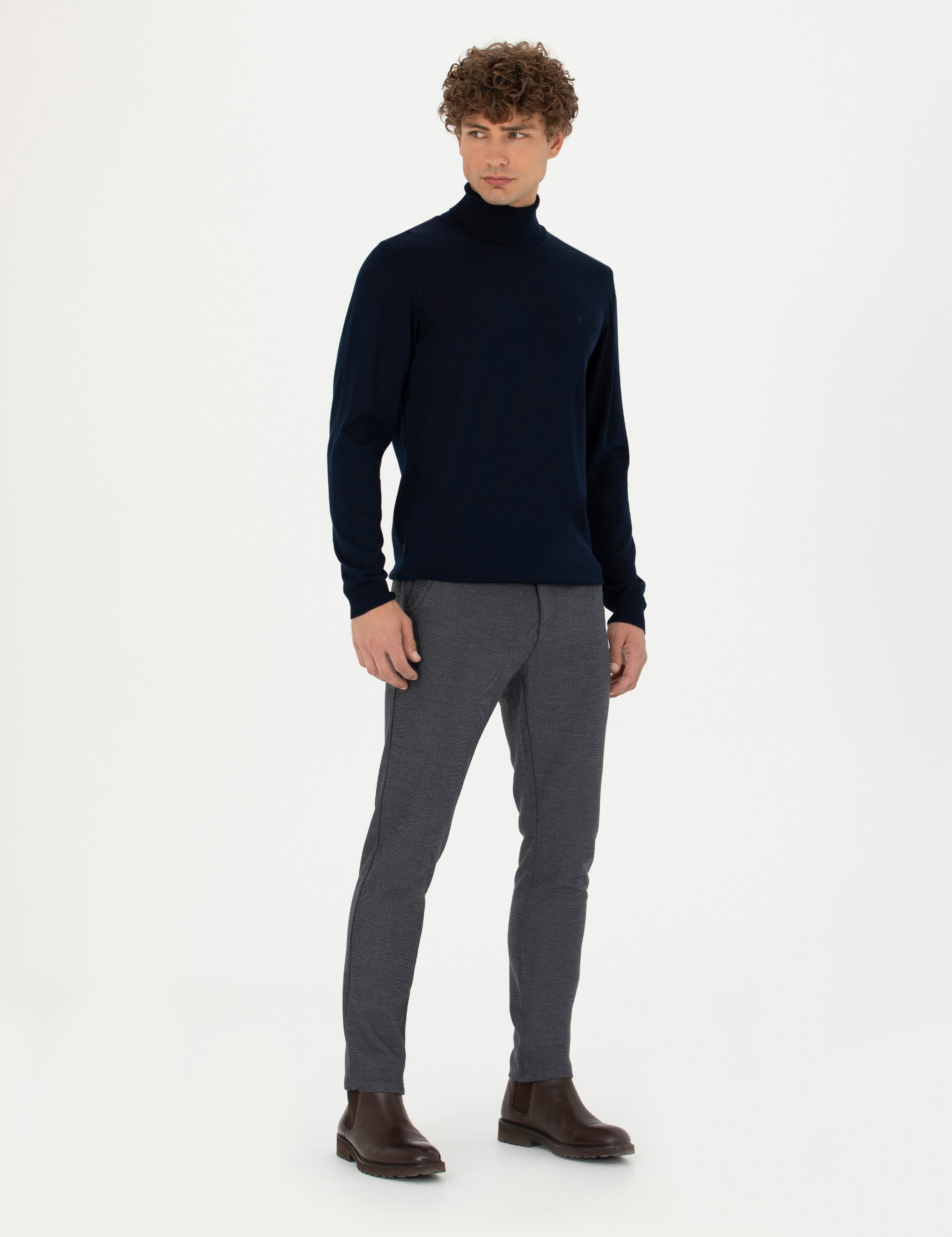 Lacivert Slim Fit Kanvas Pantolon - Image 3