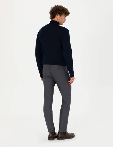 Lacivert Slim Fit Kanvas Pantolon
