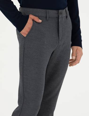 Lacivert Slim Fit Kanvas Pantolon