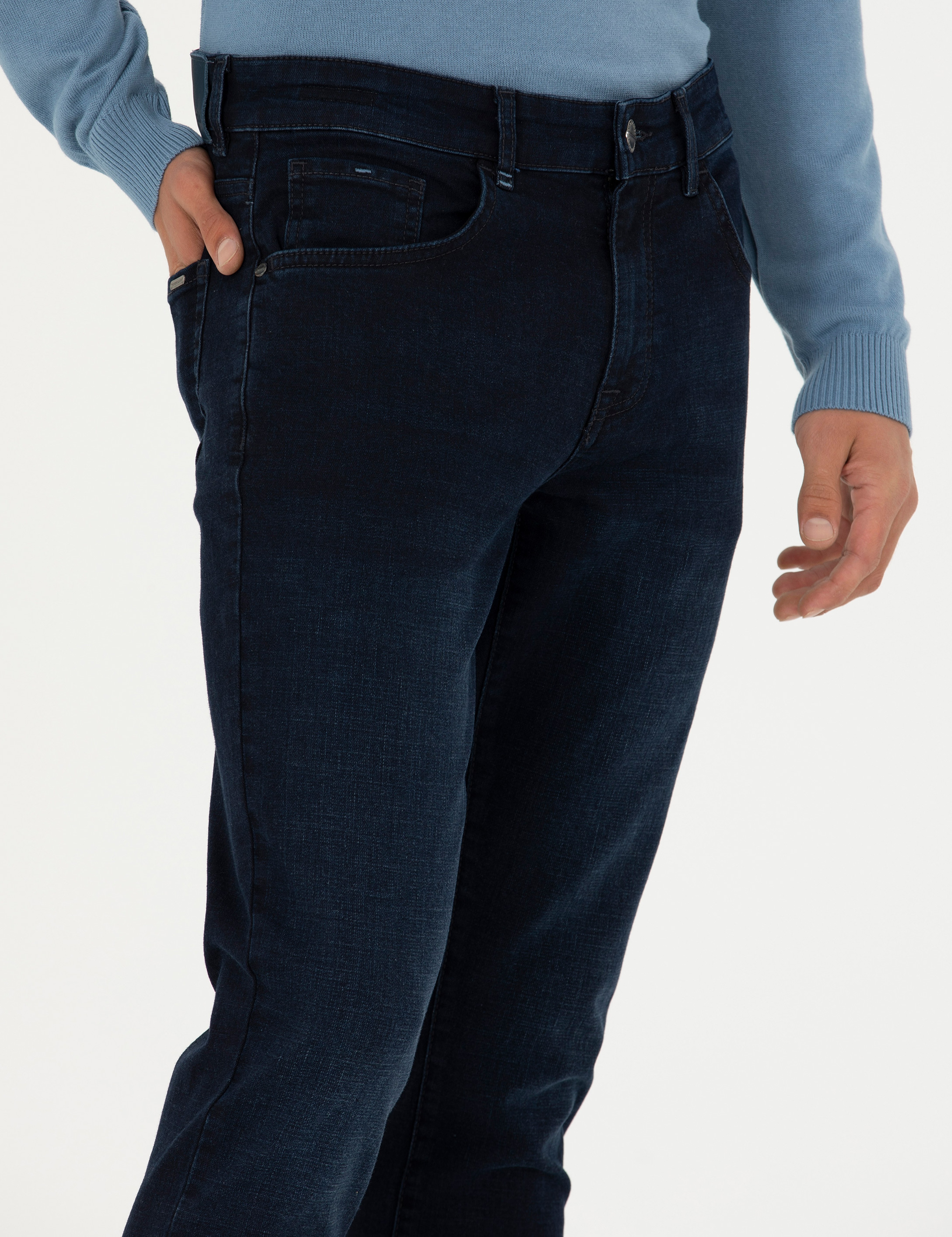 Lacivert Slim Fit Jean Pantolon - Image 5