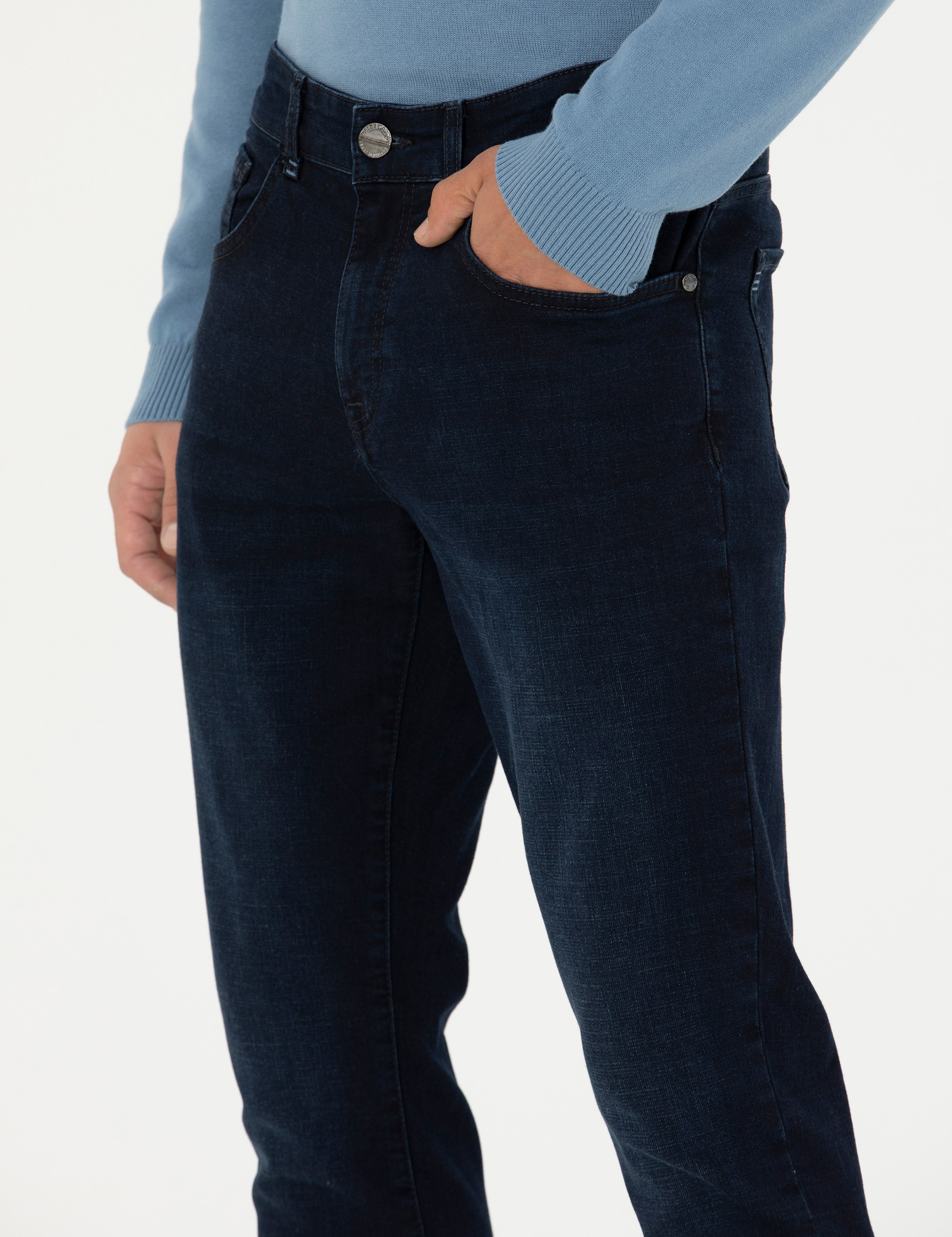 Lacivert Slim Fit Jean Pantolon - Image 6