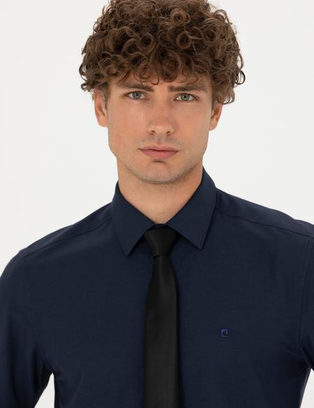 Lacivert Slim Fit Uzun Kollu Basic Gömlek - 50268203044