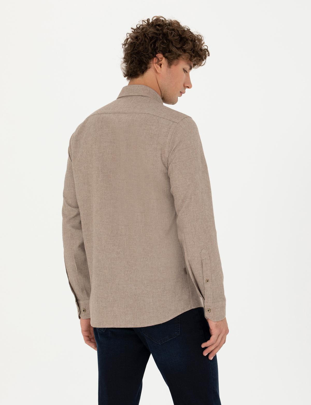 Bej Slim Fit Uzun Kollu Gömlek - 50274660034