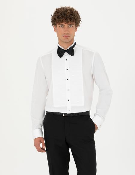 Beyaz Slim Fit Smokin Gömlek - 50277127001