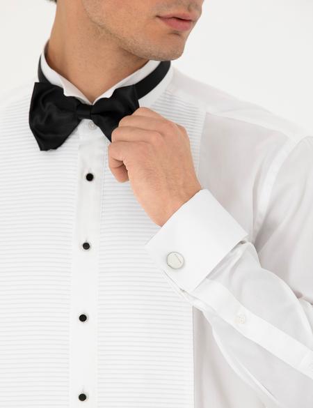 Beyaz Slim Fit Smokin Gömlek - 50277127001