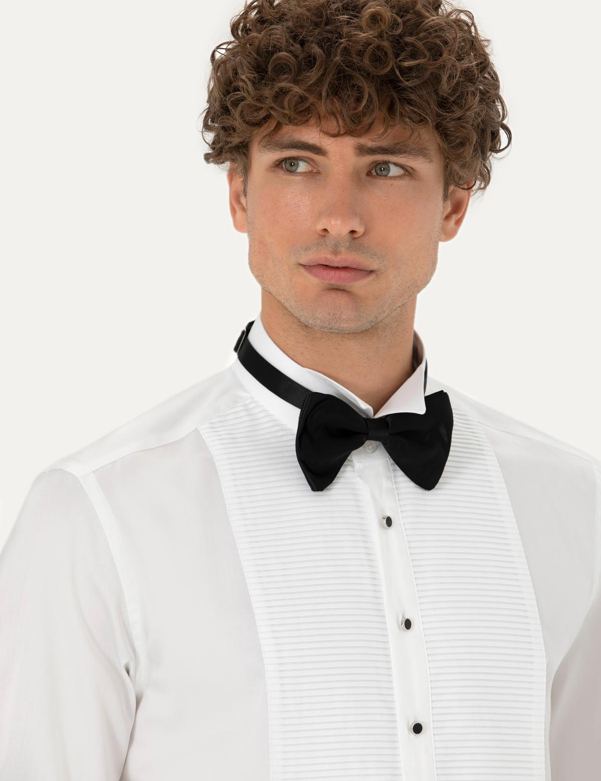 Beyaz Slim Fit Smokin Gömlek - 50277127001