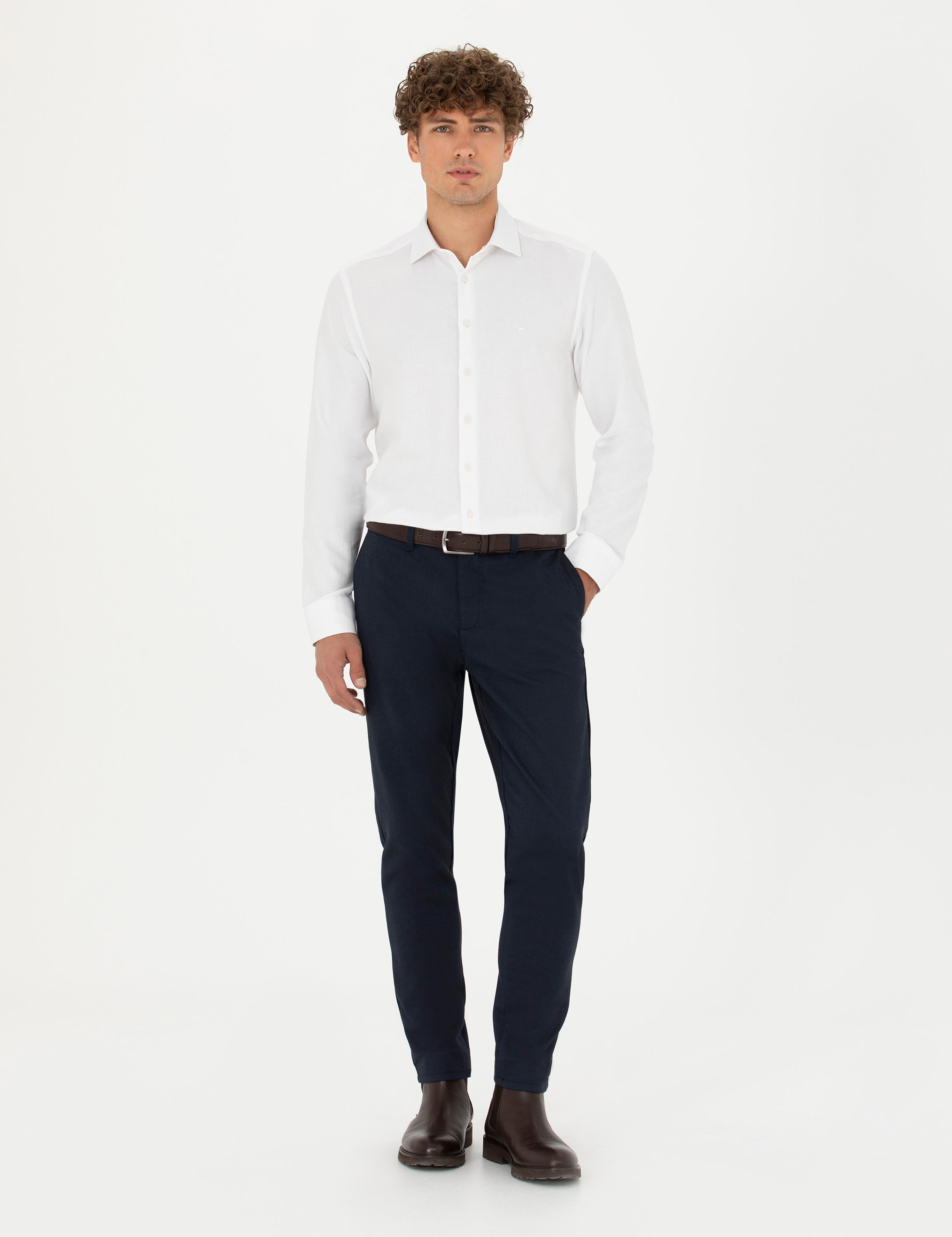 Beyaz Slim Fit Uzun Kollu Gömlek