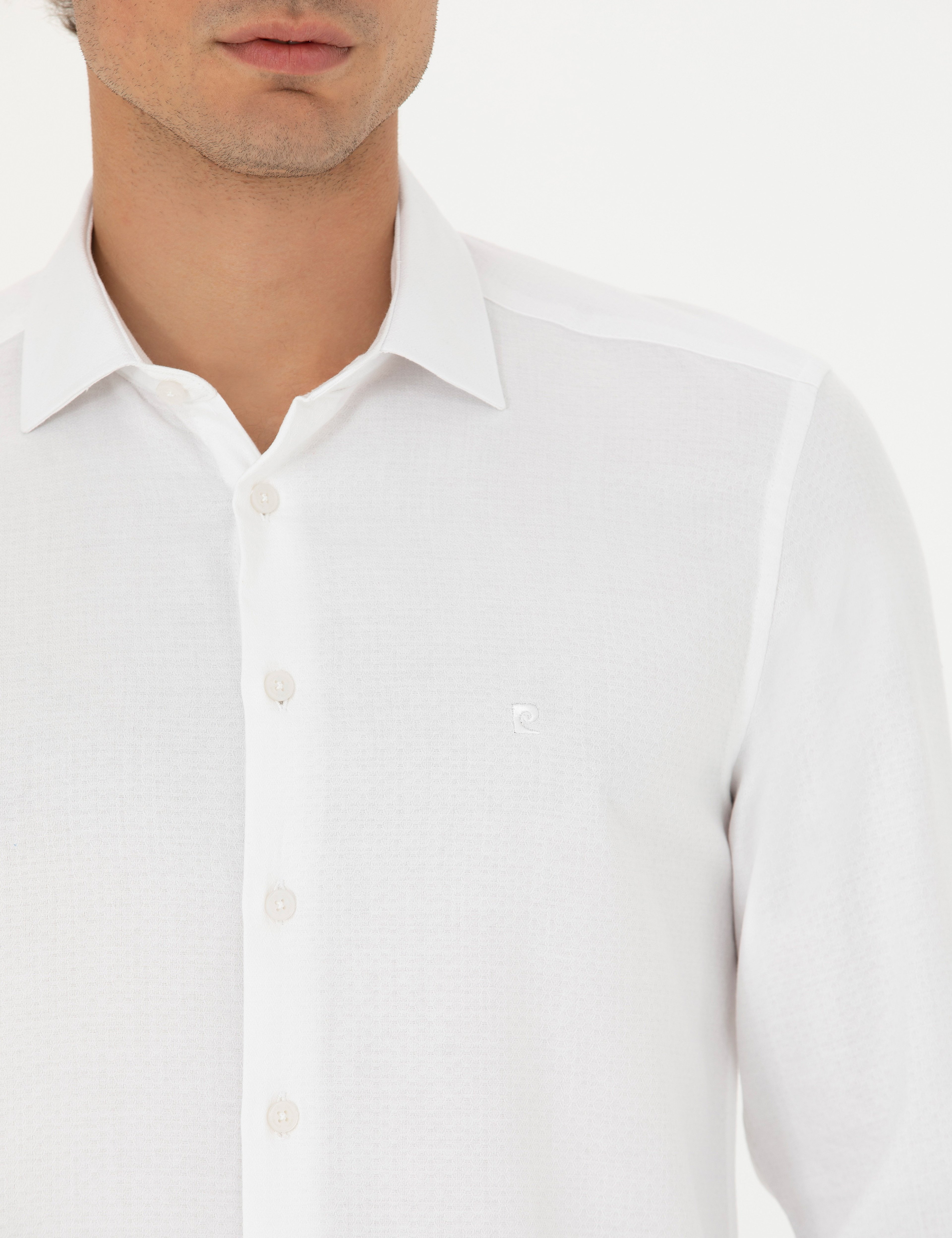Beyaz Slim Fit Uzun Kollu Gömlek