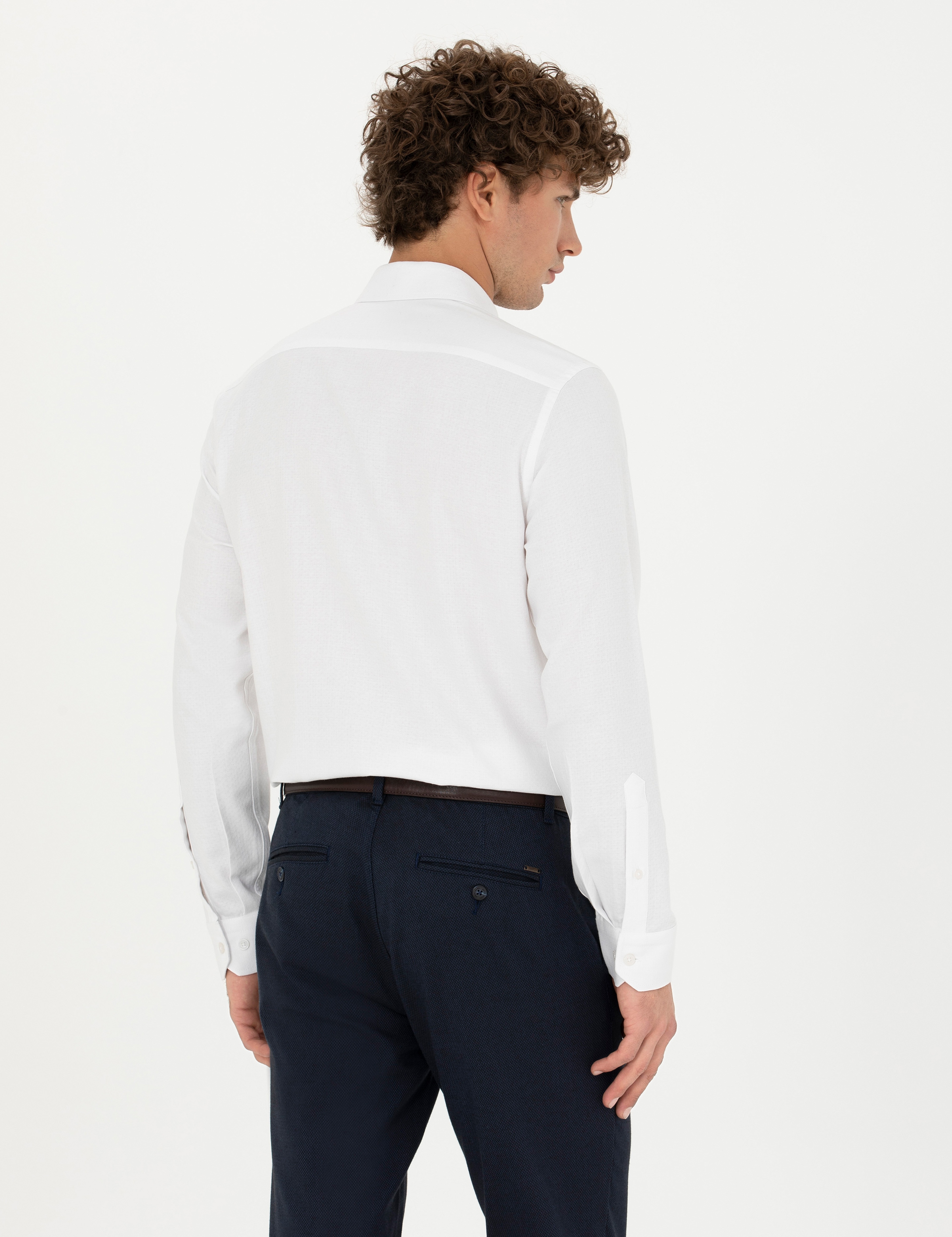 Beyaz Slim Fit Uzun Kollu Gömlek - Image 5