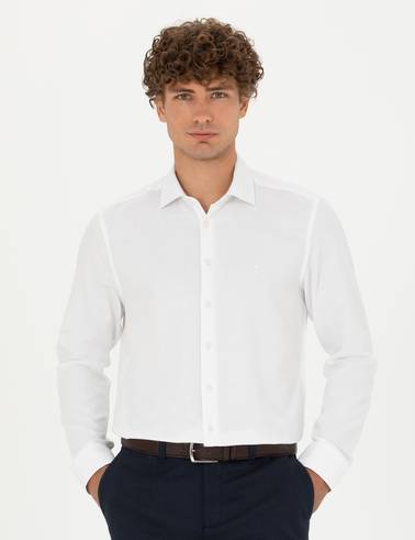 Beyaz Slim Fit Uzun Kollu Gömlek