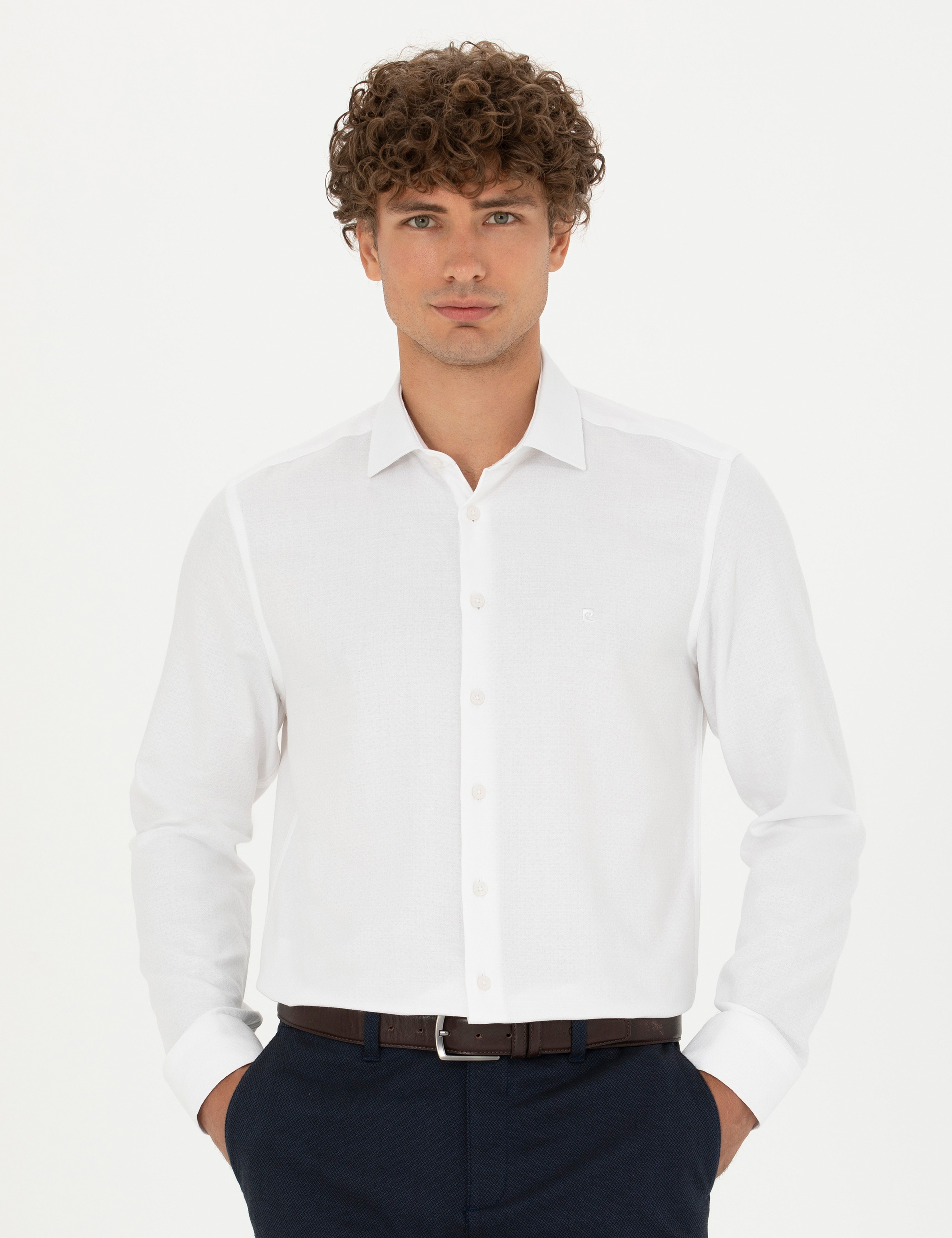 Beyaz Slim Fit Uzun Kollu Gömlek - Image 3