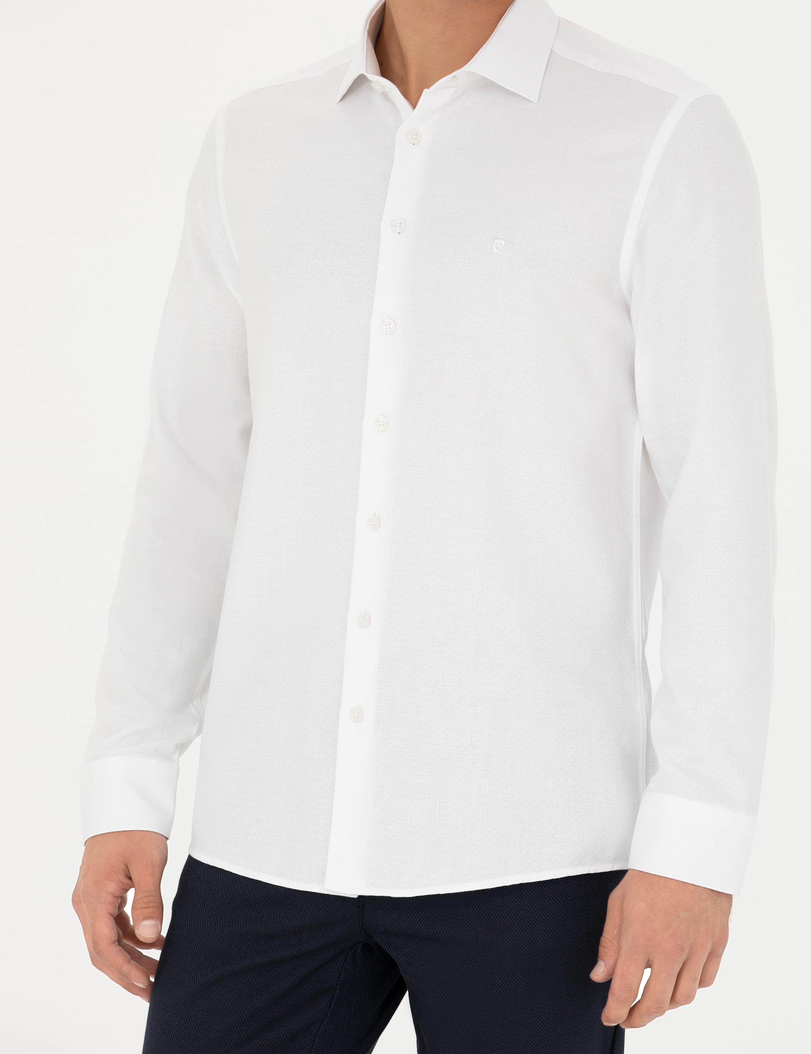 Beyaz Slim Fit Uzun Kollu Gömlek