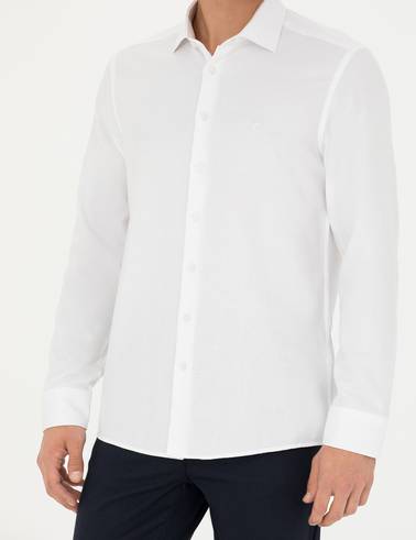 Beyaz Slim Fit Uzun Kollu Gömlek