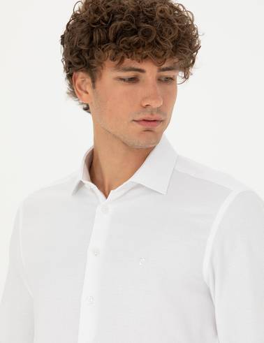 Beyaz Slim Fit Uzun Kollu Gömlek