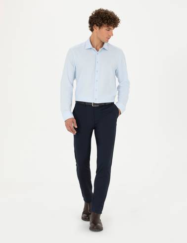 Açık Mavi Slim Fit Uzun Kollu Gömlek