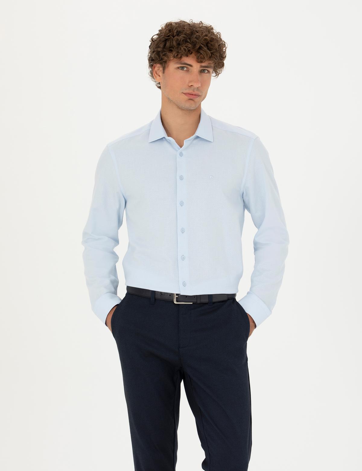 Açık Mavi Slim Fit Uzun Kollu Gömlek