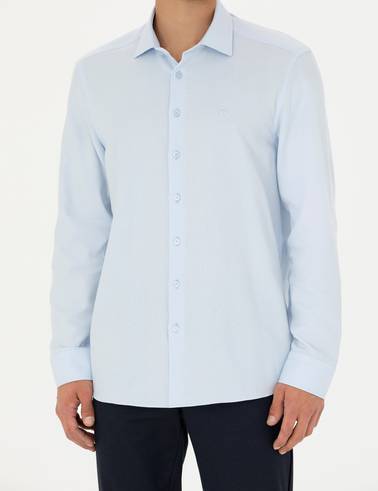 Açık Mavi Slim Fit Uzun Kollu Gömlek
