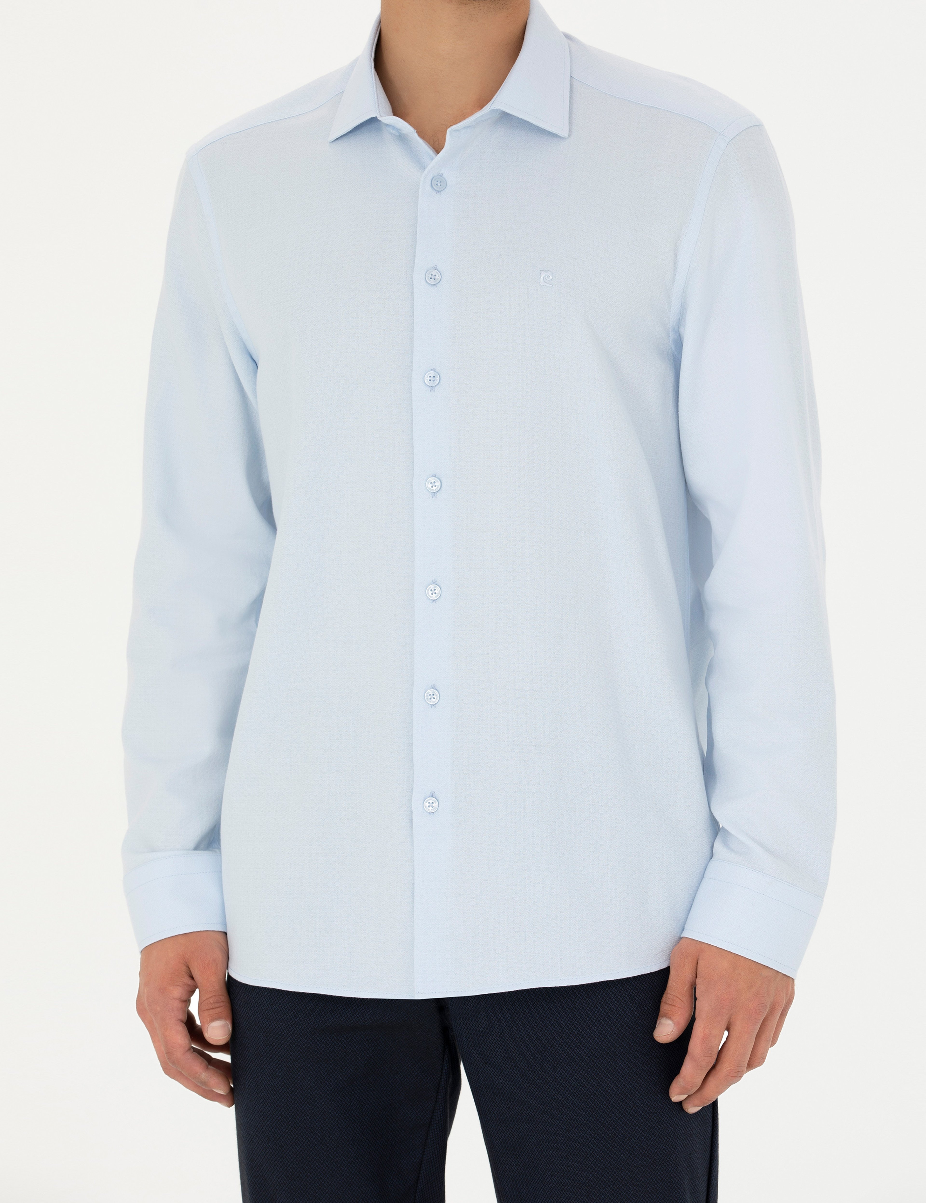 Açık Mavi Slim Fit Uzun Kollu Gömlek