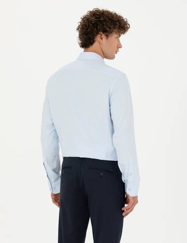 Açık Mavi Slim Fit Uzun Kollu Gömlek
