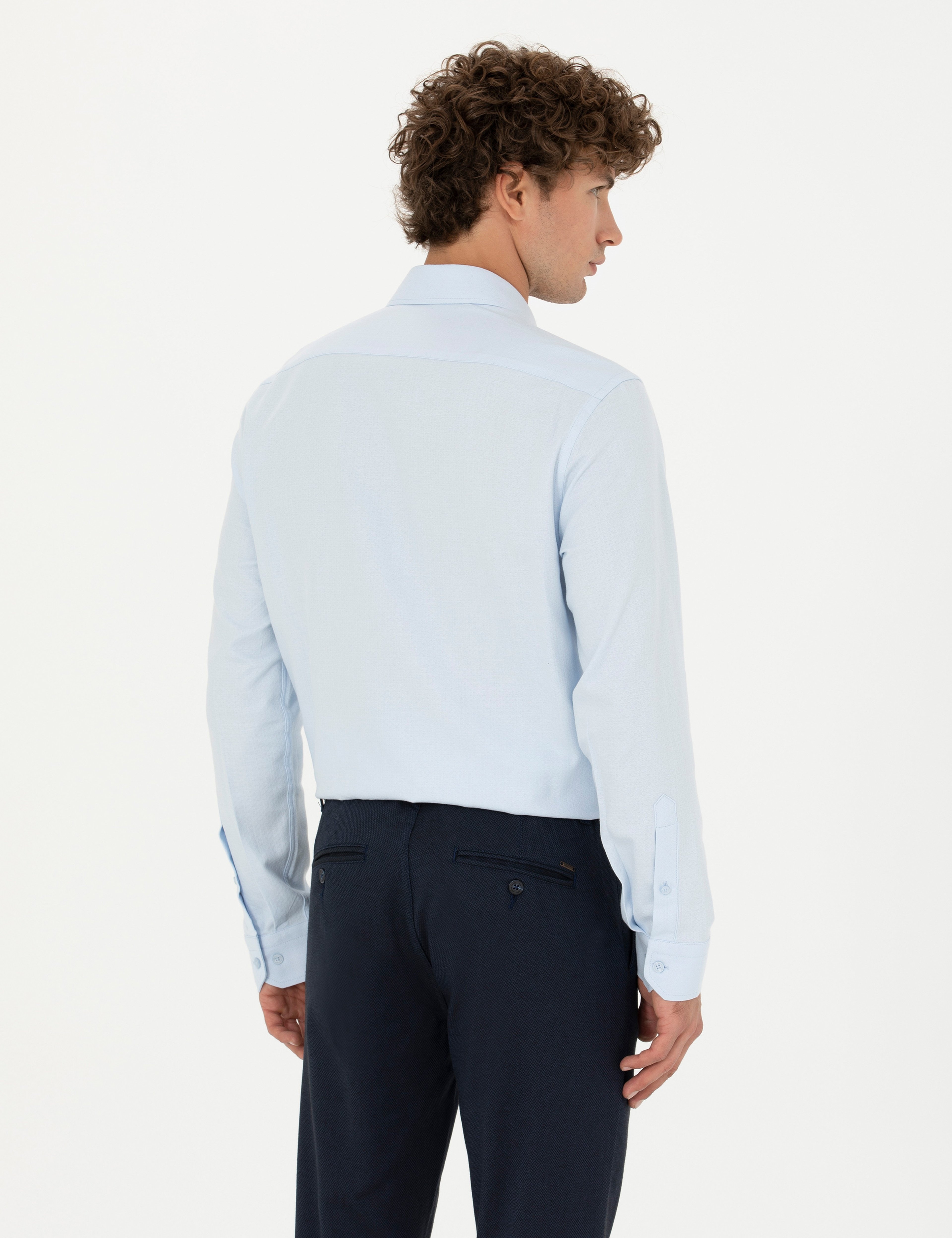 Açık Mavi Slim Fit Uzun Kollu Gömlek
