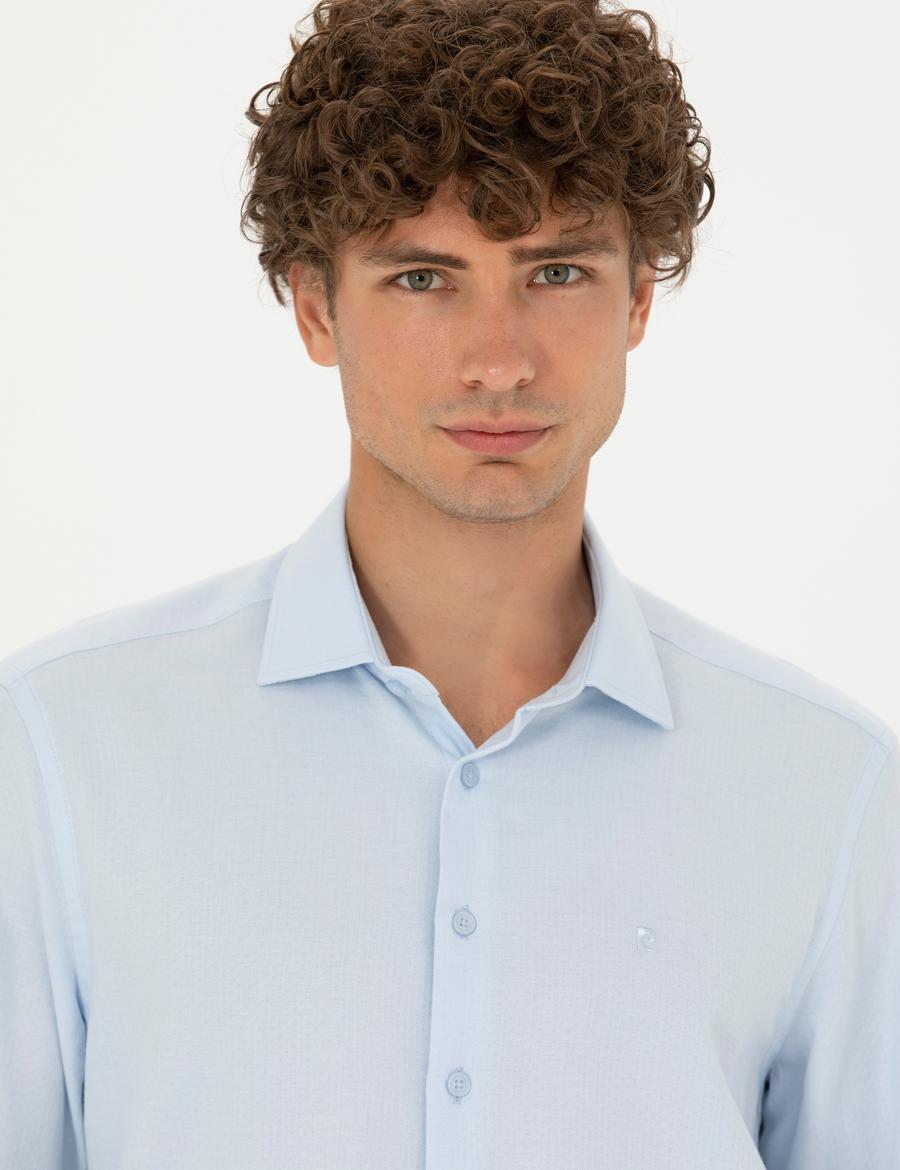 Açık Mavi Slim Fit Uzun Kollu Gömlek