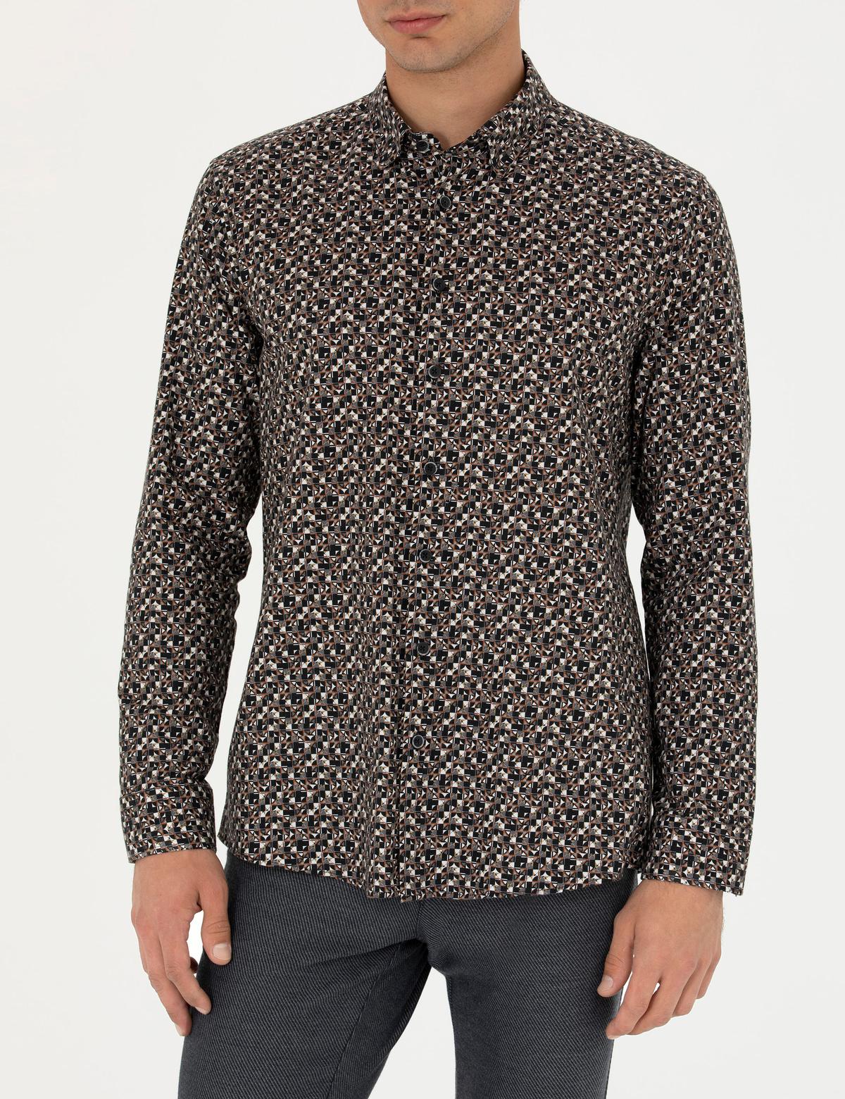 Siyah Slim Fit Uzun Kollu Gömlek - 50277745002