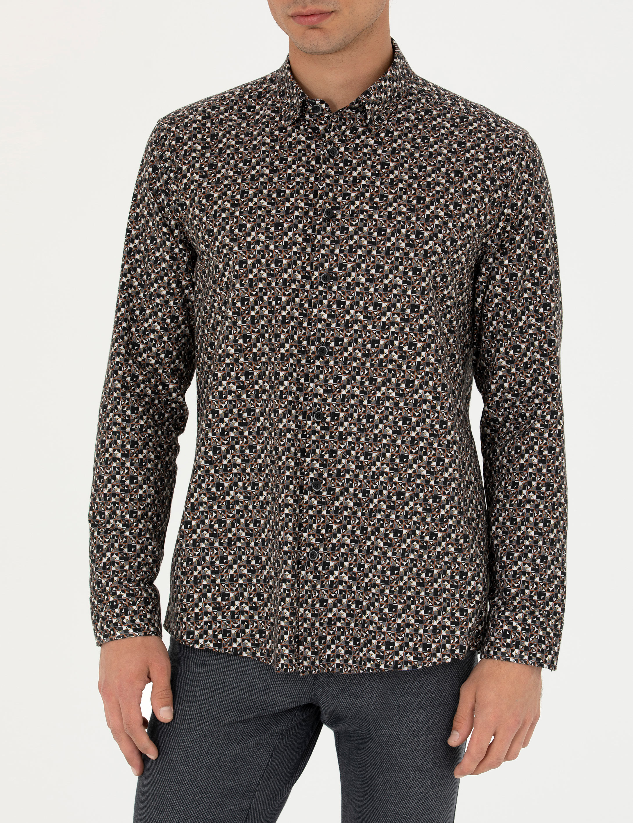 Siyah Slim Fit Uzun Kollu Gömlek