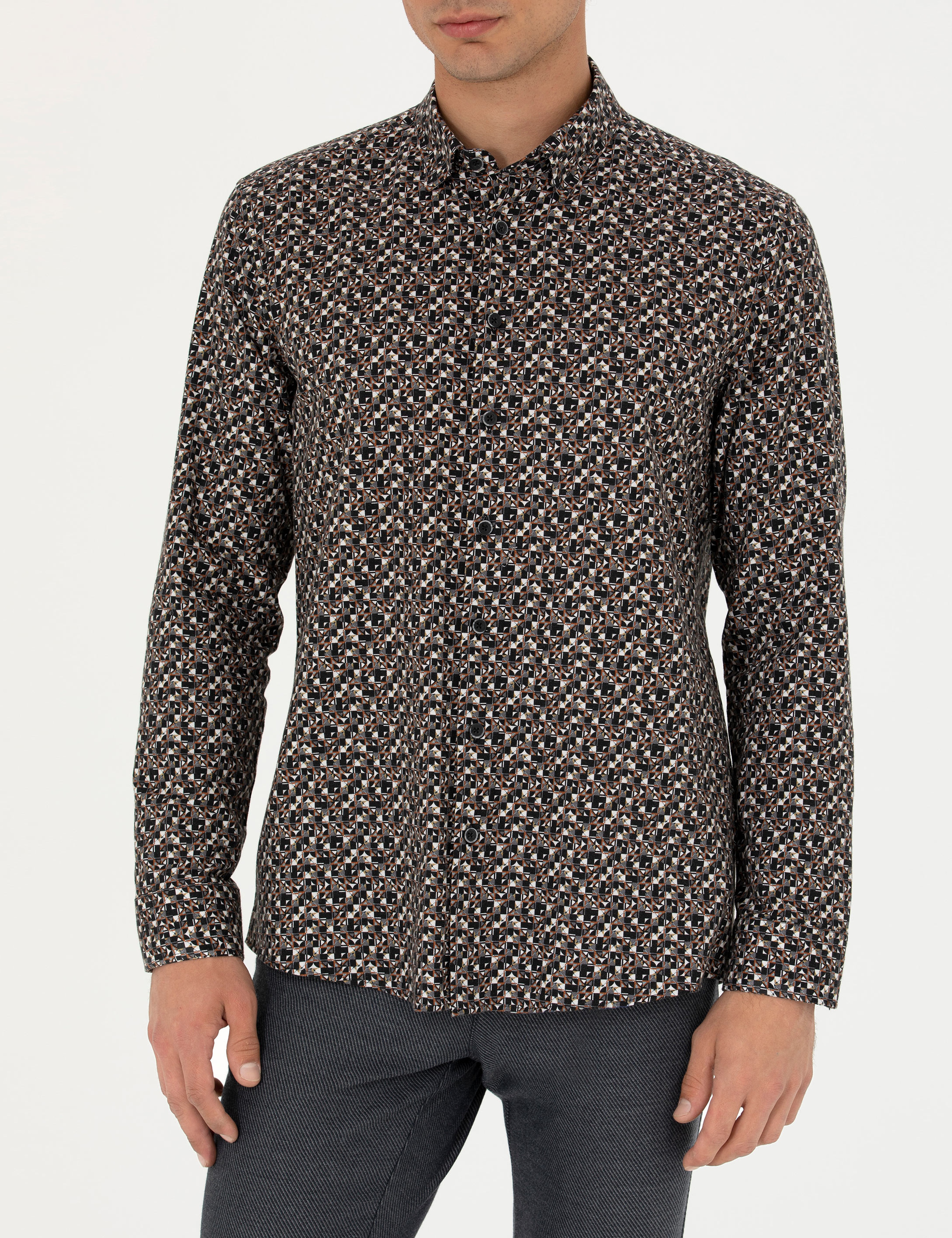 Siyah Slim Fit Uzun Kollu Gömlek