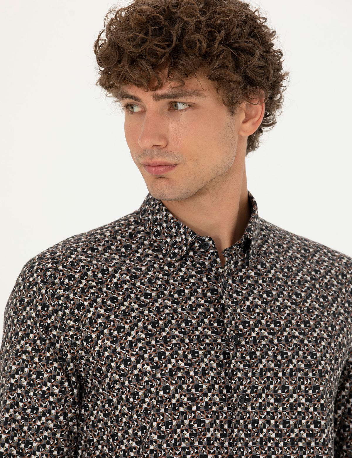 Siyah Slim Fit Uzun Kollu Gömlek - 50277745002