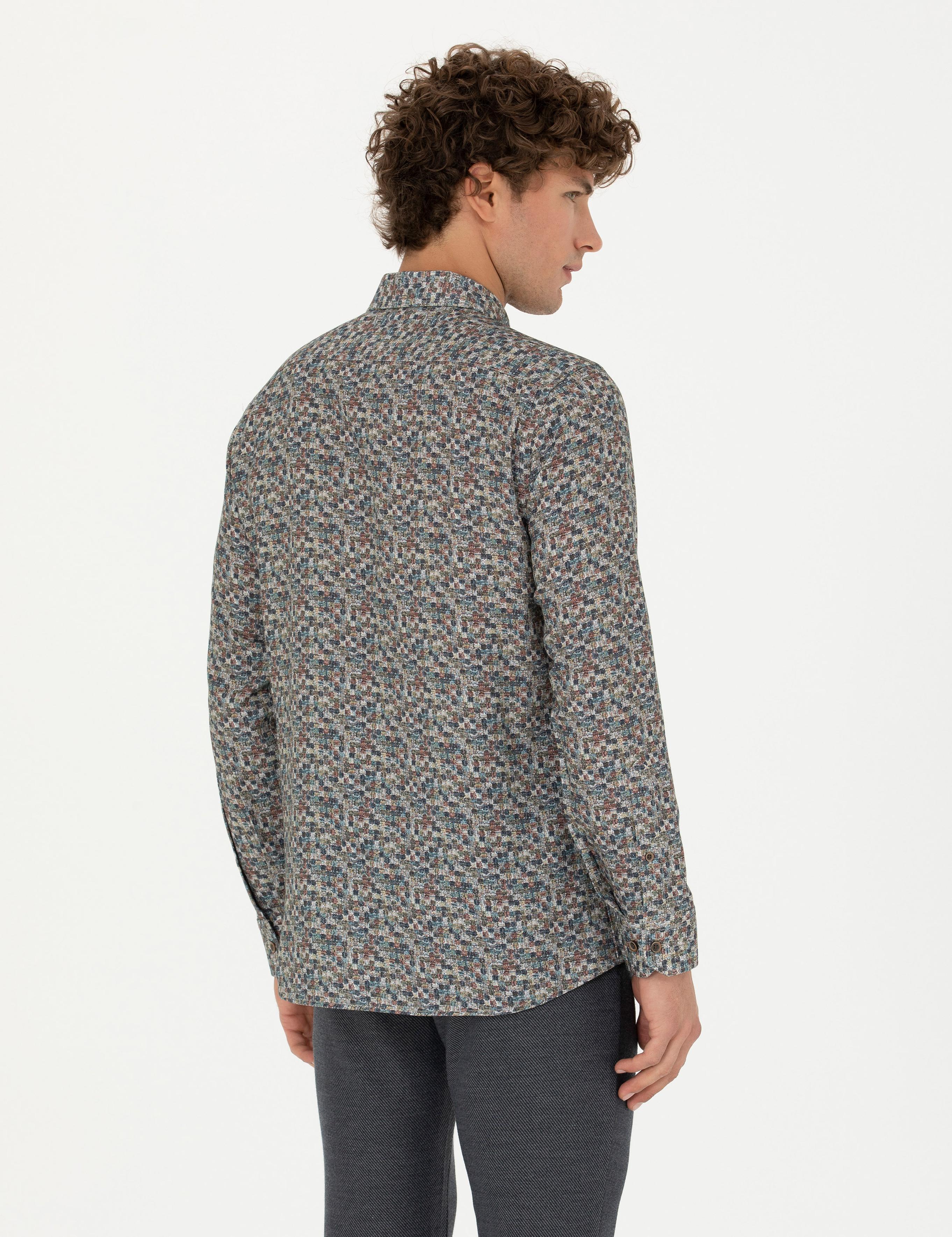 Petrol Slim Fit Uzun Kollu Gömlek